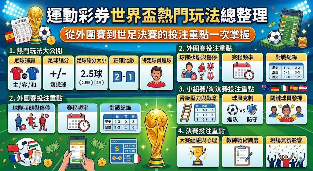 運動彩券世界盃熱門玩法總整理｜從外圍賽到世足決賽的投注重點一次掌握