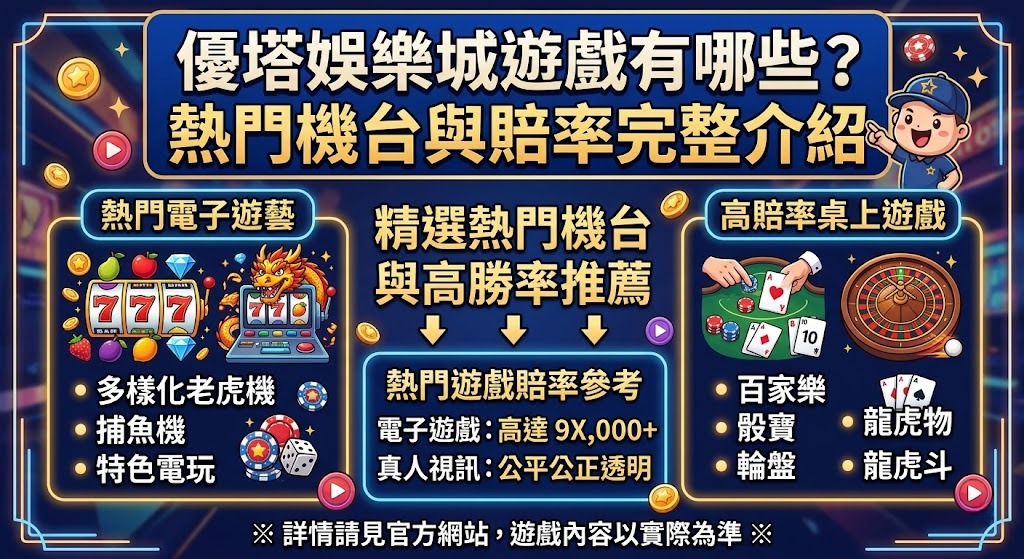 探索百種熱門機台與高賠率玩法!立即解鎖優塔娛樂城完整遊戲指南 探索百種熱門機台與高賠率玩法!立即解鎖優塔娛樂城完整遊戲指南